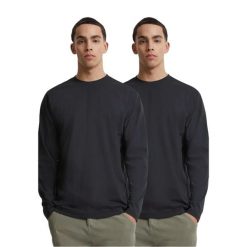 T-shirt Męski Z Długim Rękawem Basic 2pak. Czarne koszulki męskie z długim rękawem Urban Classics, m, bez wzorów, sportowe, bez kołnierzyka, bez ramiączek. Za 121.99 zł.