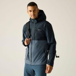 Męska wodoodporna kurtka turystyczna Bosfield Panelled z kapturem. Niebieskie kurtki męskie Regatta, m, bez wzorów, z materiału, bez ramiączek, z kapturem. W wyprzedaży za 429.99 zł.