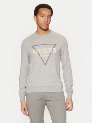 Guess Sweter M5RR02 Z3KI1 Szary Regular Fit. Szare kardigany męskie Guess, m, z aplikacjami, z bawełny, bez ramiączek. Za 269.99 zł.
