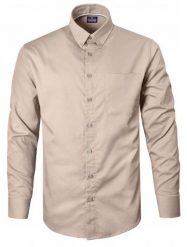 Lekko Taliowana Koszula Sportowa, Button Down - Pako Jeans - Beżowa. Brązowe koszule męskie Pako Jeans, l, bez wzorów, z bawełny, bez kołnierzyka, bez ramiączek. Za 185.00 zł.