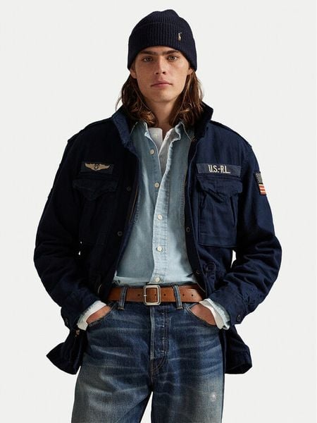 Polo Ralph Lauren Kurtka przejściowa 710968704001 Granatowy Regular Fit. Niebieskie kurtki męskie Polo Ralph Lauren, m, bez wzorów, z bawełny, bez ramiączek, bez kaptura. Za 1,139.00 zł.