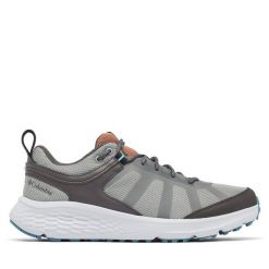 Trekkingi Columbia. Szare buty trekkingowe męskie Columbia, bez wzorów, sportowe, bez obcasa, bez zapięcia. Za 279.99 zł.