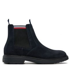 Sztyblety Tommy Hilfiger. Niebieskie sztyblety męskie Tommy Hilfiger, bez obcasa, bez zapięcia. Za 599.99 zł.
