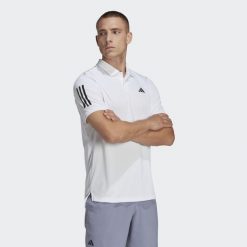 Club 3-Stripes Tennis Polo Shirt. Białe koszulki polo męskie ADIDAS, m, bez wzorów, sportowe, bez kołnierzyka, bez ramiączek. Za 182.60 zł.