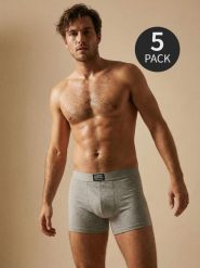 Bawełniane bokserki Classic 5 pack - szary. Szare bokserki męskie Sinsay, l, bez wzorów, z bawełny. Za 49.99 zł.