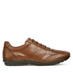 Półbuty Geox. Brązowe codzienne półbuty męskie Geox, bez wzorów, bez obcasa, bez zapięcia. Za 499.99 zł.