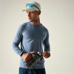 Męska koszulka z długim rękawem Agile do wędrówek. Niebieskie koszulki męskie z długim rękawem Dare 2B, m, bez wzorów, z lyocellu, sportowe, bez kołnierzyka, bez ramiączek. Za 199.99 zł.