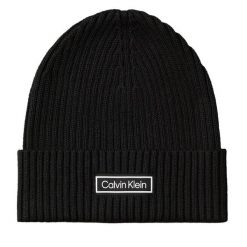 Czapka Calvin Klein. Czarne czapki męskie Calvin Klein, na zimę, bez wzorów. Za 169.99 zł.