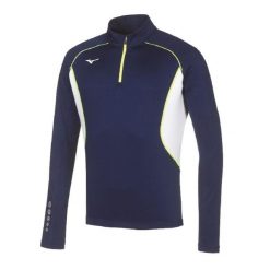 Bluza premium Mizuno JPN warmer. Niebieskie bluzy nierozpinane męskie Mizuno, bez wzorów, sportowe, bez ramiączek, bez kaptura. W wyprzedaży za 229.00 zł.