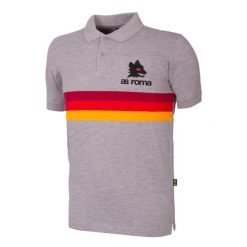 Koszulka Polo dla dorosłych - AS Roma Paski - Szary. Szare koszulki polo męskie COPA FOOTBALL, s, bez wzorów, retro, bez kołnierzyka, bez ramiączek. Za 255.02 zł.
