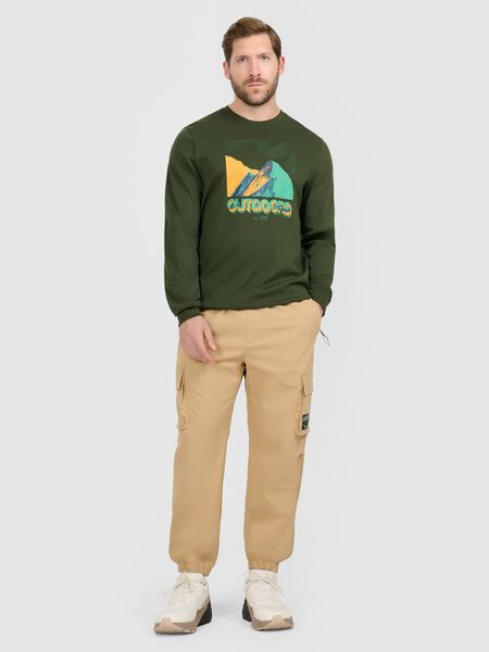 4F Spodnie casual cargo męskie - beżowe L. Brązowe spodnie na co dzień męskie 4f, bez wzorów, z tkaniny, casualowe. Za 189.99 zł.