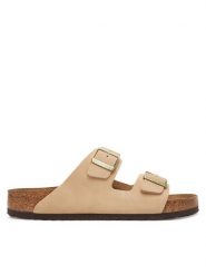 Birkenstock Klapki Arizona Sfb 1019013 Beżowy. Brązowe klapki i japonki męskie Birkenstock, bez wzorów, z nubiku. Za 389.99 zł.