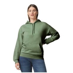 Bluza Z Kapturem Dla Dorosłych Unisex Softstyle Fleece Midweight. Zielone bluzy nierozpinane męskie GILDAN, l, bez wzorów, bez ramiączek, z kapturem. Za 112.99 zł.