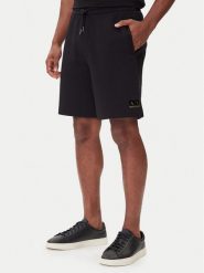 Armani Exchange Szorty sportowe XM001887 AF10818 MC004 Czarny Regular Fit. Czarne szorty sportowe męskie Armani Exchange, bez wzorów, z bawełny, sportowe. Za 459.99 zł.