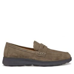 Półbuty Geox. Szare codzienne półbuty męskie Geox, bez wzorów, bez obcasa, bez zapięcia. Za 439.99 zł.