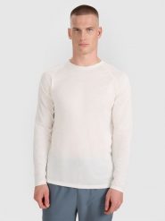 4F Longsleeve do biegania szybkoschnący męski - biały L. Białe t-shirty sportowe męskie 4f, l, bez wzorów, z materiału, klasyczne, bez ramiączek. Za 149.99 zł.
