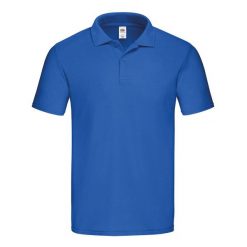 Męska Oryginalna Koszulka Polo. Niebieskie koszulki polo męskie Fruit of the Loom, m, bez wzorów, bez kołnierzyka, bez ramiączek. Za 51.99 zł.