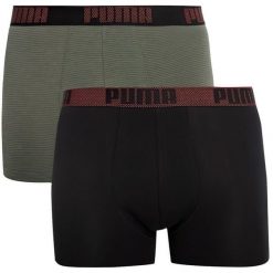 Bokserki męskie Puma - 2-pak zielone paski dla komfortu i stylu. Zielone bokserki męskie GLENMUIR, m, bez wzorów, z bawełny. Za 157.99 zł.