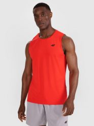 4F Tank top treningowy szybkoschnący męski - czerwony S. Czerwone t-shirty sportowe męskie 4f, m, bez wzorów, z elastanu, klasyczne, bez ramiączek. Za 69.99 zł.