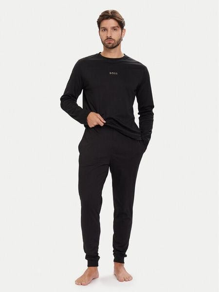 BOSS Piżama Xmas 50550547 Czarny Regular Fit. Czarne piżamy męskie Boss, l, bez wzorów, z bawełny, bez kołnierzyka, bez ramiączek. Za 289.99 zł.