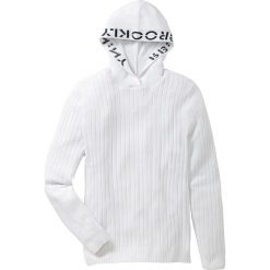 Sweter z kapturem Slim Fit bonprix biały. Swetry męskie marki bonprix. Za 44.99 zł.