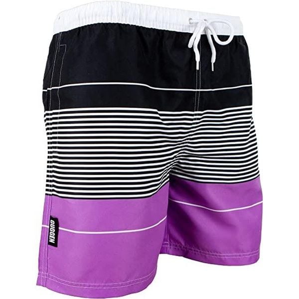 Męskie kąpielówki w paski Wysoka jakość druku. Czarne kąpielówki męskie GUGGEN MOUNTAIN, m, bez wzorów, z materiału. W wyprzedaży za 156.27 zł.