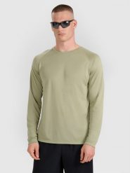 4F Longsleeve do biegania szybkoschnący męski - oliwkowa M. Brązowe t-shirty sportowe męskie 4f, l, bez wzorów, z materiału, klasyczne, bez ramiączek. Za 149.99 zł.