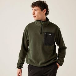 Polar turystyczny męski Frankie Half Zip. Zielone bluzy z polaru męskie Regatta, m, bez wzorów, z polaru, eleganckie, bez ramiączek, bez kaptura. W wyprzedaży za 139.99 zł.