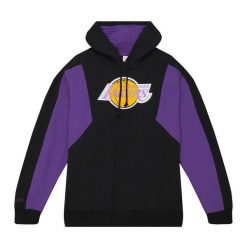 Polar z kapturem Los Angeles Lakers Color Blocked 2.0. Czarne bluzy z polaru męskie Mitchell & Ness, m, bez wzorów, z polaru, bez ramiączek, z kapturem. Za 437.50 zł.
