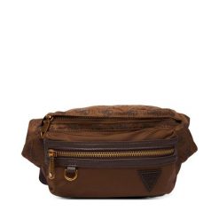 Nerka Guess. Brązowe saszetki męskie Guess, z aplikacjami, małe. Za 369.99 zł.