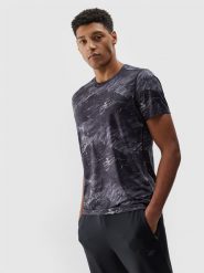 4F Koszulka treningowa z materiału z recyklingu męska - szara L. Szare t-shirty męskie 4f, l, bez wzorów, z dzianiny, bez kołnierzyka, bez ramiączek. W wyprzedaży za 69.99 zł.