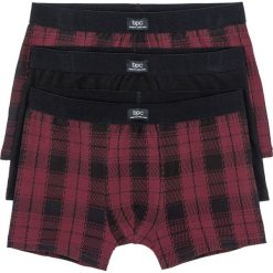 Bokserki (3 pary) bonprix czarno-czerwony klonowy w kratę. Czarne bokserki męskie bonprix. Za 50.97 zł.