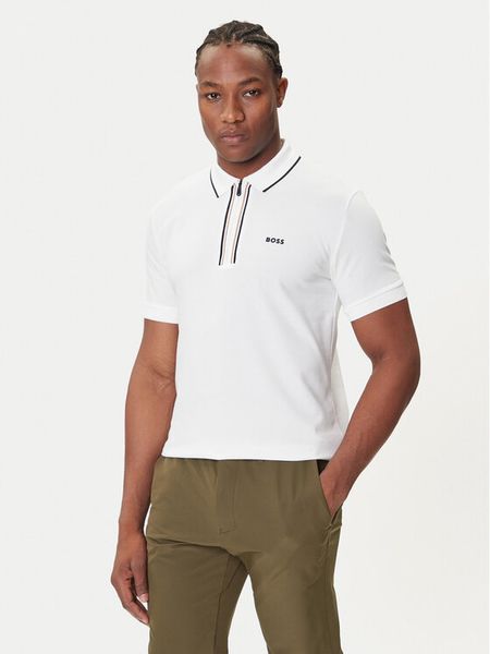 BOSS Polo Philix 50544450 Biały Slim Fit. Białe koszulki polo męskie Boss, m, bez wzorów, z bawełny, bez kołnierzyka, bez ramiączek. Za 319.99 zł.