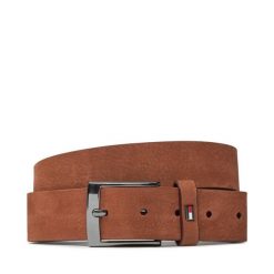 Pasek Męski Tommy Hilfiger. Brązowe paski męskie Tommy Hilfiger, bez wzorów, z nubiku. Za 269.99 zł.