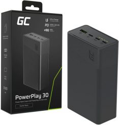 Greencell PowerPlay 30 - czarny powerbank 30 000mAh, 22,5W, 4 porty. Czarne powerbanki Green Cell. Za 165.57 zł.