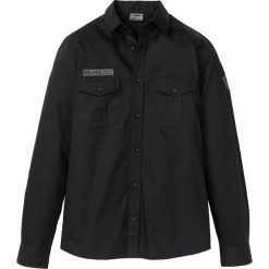 Koszula z długim rękawem i nadrukiem na plecach Slim Fit bonprix czarny. Koszule męskie marki bonprix. Za 54.99 zł.