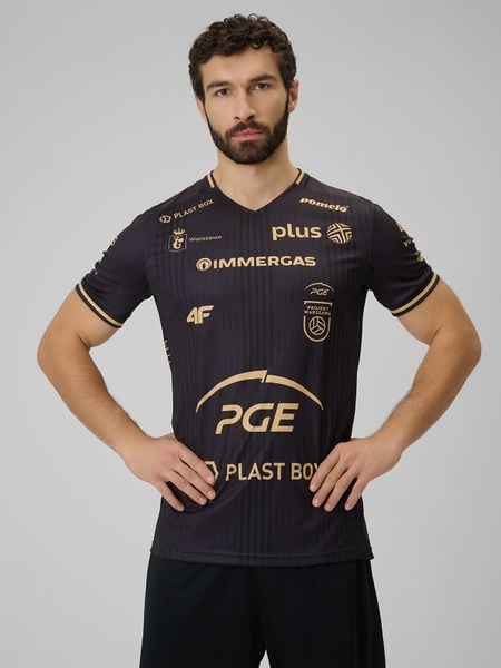 4F Koszulka meczowa replika wyjazdowa z sezonu 2025/26 męska 4F x Projekt Warszawa - czarna XXL. Czarne t-shirty męskie 4f, m, bez wzorów, z dzianiny, bez kołnierzyka, bez ramiączek. Za 179.99 zł.