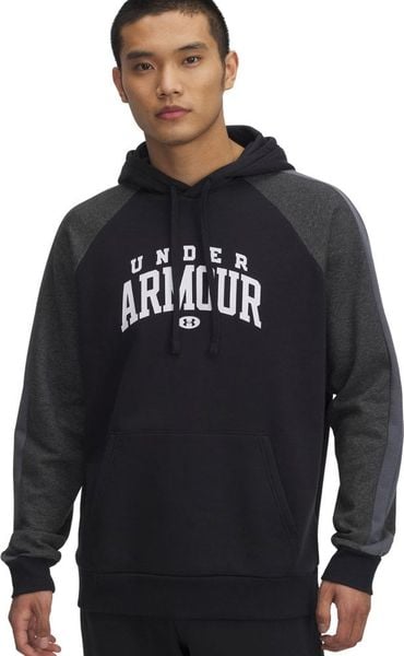 Under Armour Bluza męska Rival Fleece Colorblock Hoodie czarny 6003958 001 S. Czarne bluzy nierozpinane męskie Under Armour, m, bez wzorów, bez ramiączek, bez kaptura. Za 254.32 zł.