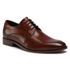 Półbuty Bugatti. Brązowe eleganckie półbuty męskie Bugatti, wizytowe, bez obcasa, bez zapięcia. Za 289.99 zł.