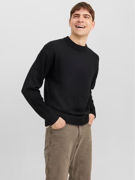Jack & Jones Sweter 12236774 Czarny Regular Fit. Czarne kardigany męskie Jack & Jones, bez wzorów, z bawełny, bez kołnierzyka, bez ramiączek. Za 189.99 zł.