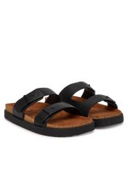Tommy Hilfiger Klapki Cork Adjustable Lth Sandal FM0FM05754 Czarny. Czarne klapki i japonki męskie Tommy Hilfiger, bez wzorów, ze skóry. Za 409.99 zł.