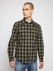 LEE RIDER SHIRT MĘSKA KOSZULA UTILITY GREEN L851DLNG 112122478. Zielone koszule męskie Lee, l, bez wzorów, bez kołnierzyka, bez ramiączek. Za 129.99 zł.