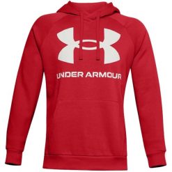 Bluza fitness męska Under Armour Rival Fleece Big Logo HD. Czerwone bluzy nierozpinane męskie Under Armour, m, bez wzorów, casualowe, bez ramiączek, bez kaptura. Za 216.72 zł.