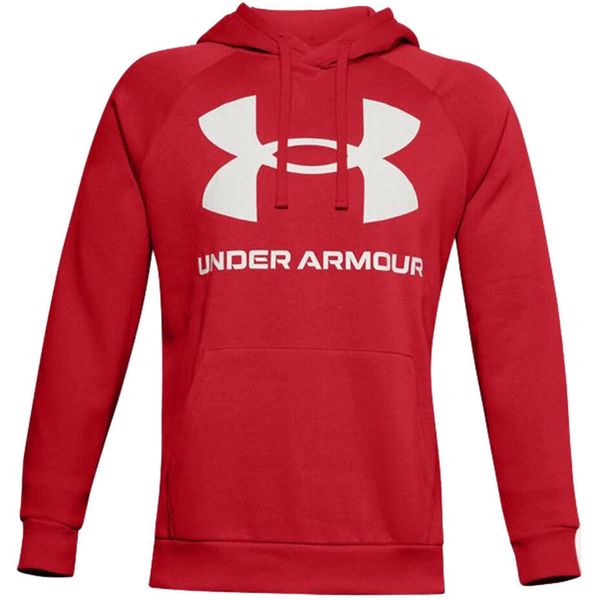 Bluza fitness męska Under Armour Rival Fleece Big Logo HD. Czerwone bluzy nierozpinane męskie Under Armour, m, bez wzorów, casualowe, bez ramiączek, bez kaptura. Za 125.09 zł.