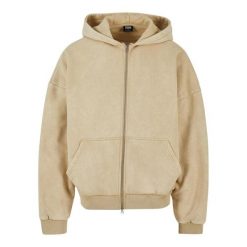Bluza Męska 90´s Stone Wash Heavyweight Full Zip Hoodie. Brązowe bluzy nierozpinane męskie Urban Classics, m, bez wzorów, bez ramiączek, bez kaptura. Za 286.99 zł.