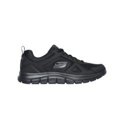 Buty męskie SKECHERS Track Scrolic. Czarne buty do biegania męskie Skechers, bez wzorów, z materiału, bez zapięcia, do biegania. Za 239.99 zł.