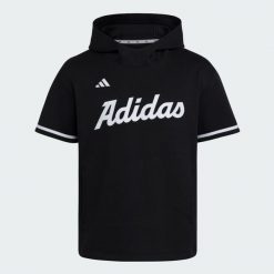 Bluza z kapturem i krótkim rękawem adidas Dugout. Czarne bluzy z kapturem męskie ADIDAS, bez wzorów, z polaru, z kapturem. Za 349.00 zł.
