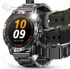 SMARTWATCH ZEGAREK MĘSKI MENU JĘZYK POLSKI ROZMOWY CZARNY PREMIUM + 3 PASKI. Czarne zegarki męskie JG Smart. Za 259.99 zł.