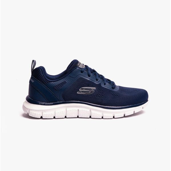 Buty męskie SKECHERS Track Broader. Niebieskie buty do biegania męskie Skechers, bez wzorów, z materiału, bez zapięcia. Za 209.00 zł.