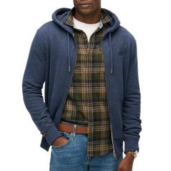 Rozpinana bluza z kapturem z logo essential Superdry. Niebieskie bluzy rozpinane męskie Superdry., m, bez wzorów, z kapturem. Za 337.40 zł.